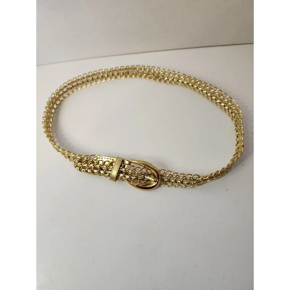 Women's Gold Belt Medium Braided Metal Chain Casual Fashion Ladies